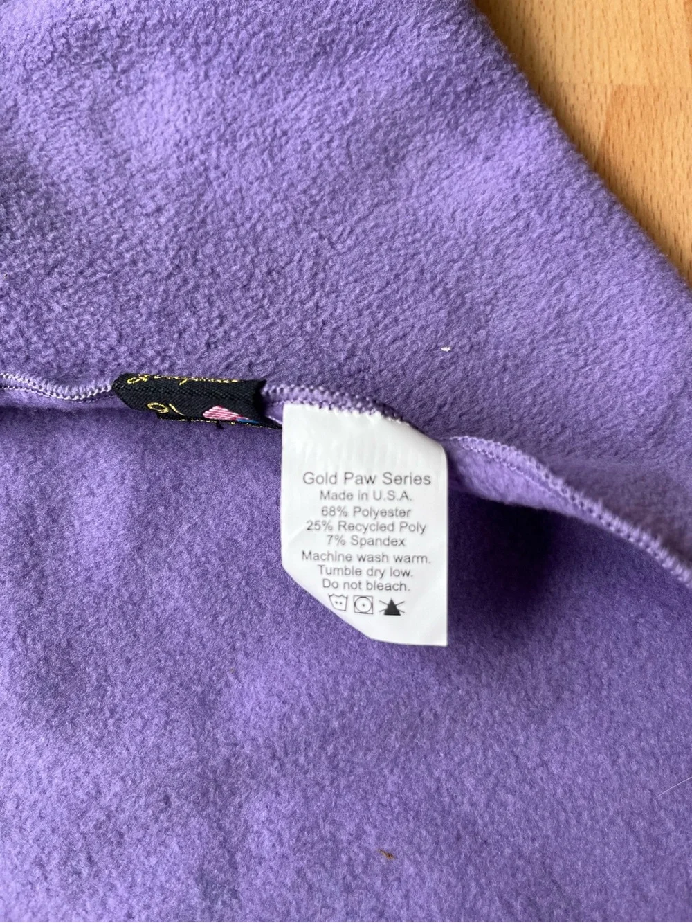 Lavender Stretch Fleece Pet Coat, Medium
